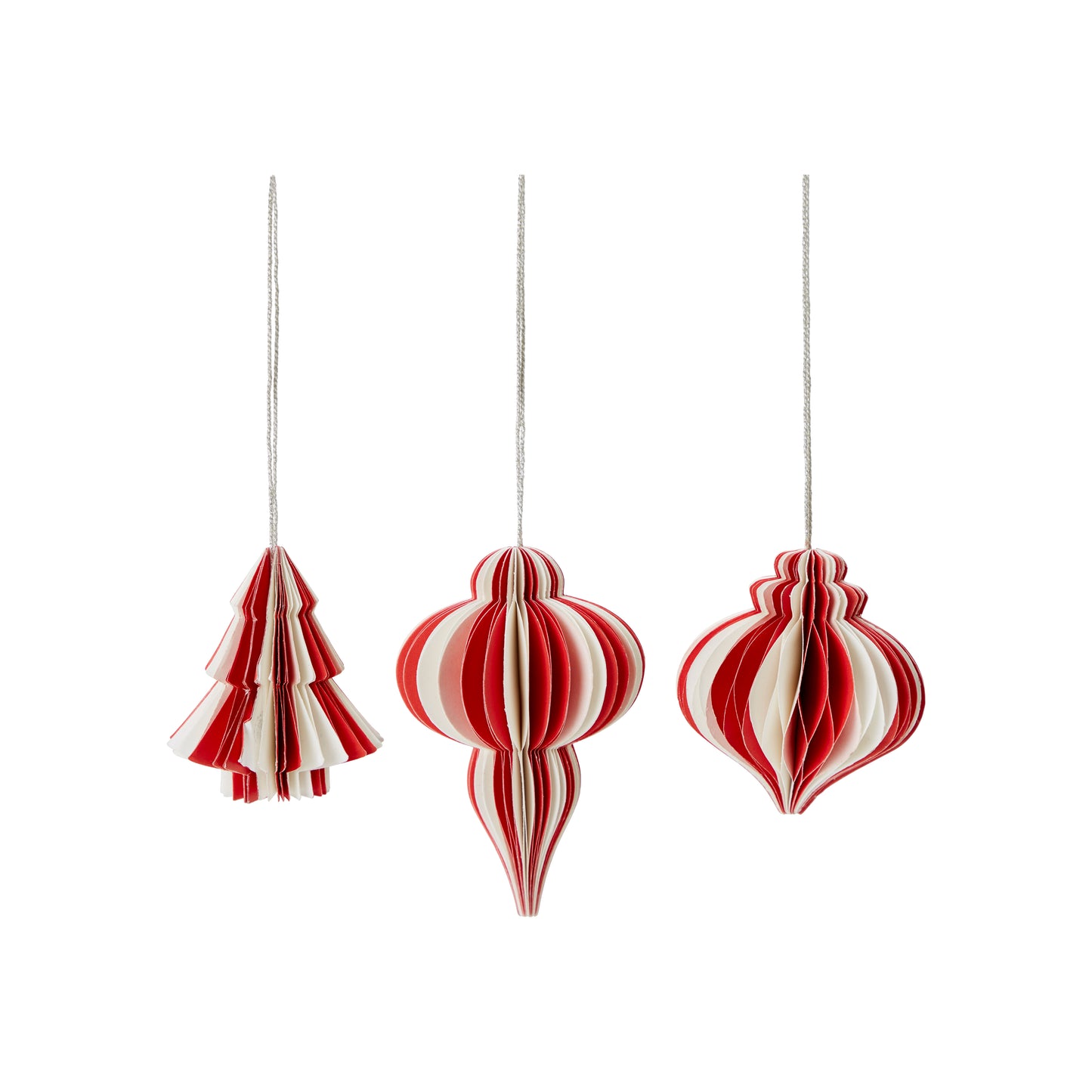 Christmas Decorations Mix - Red/White. Set of 6. Medium.