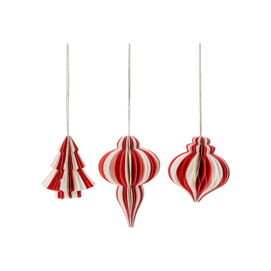 Christmas Decorations Mix - Red/White. Set of 6. Small.