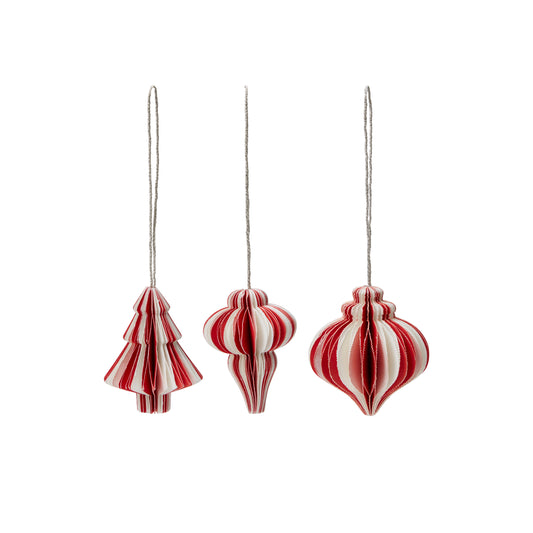 Christmas Decorations Mix - Red/White. Set of 6. Small.