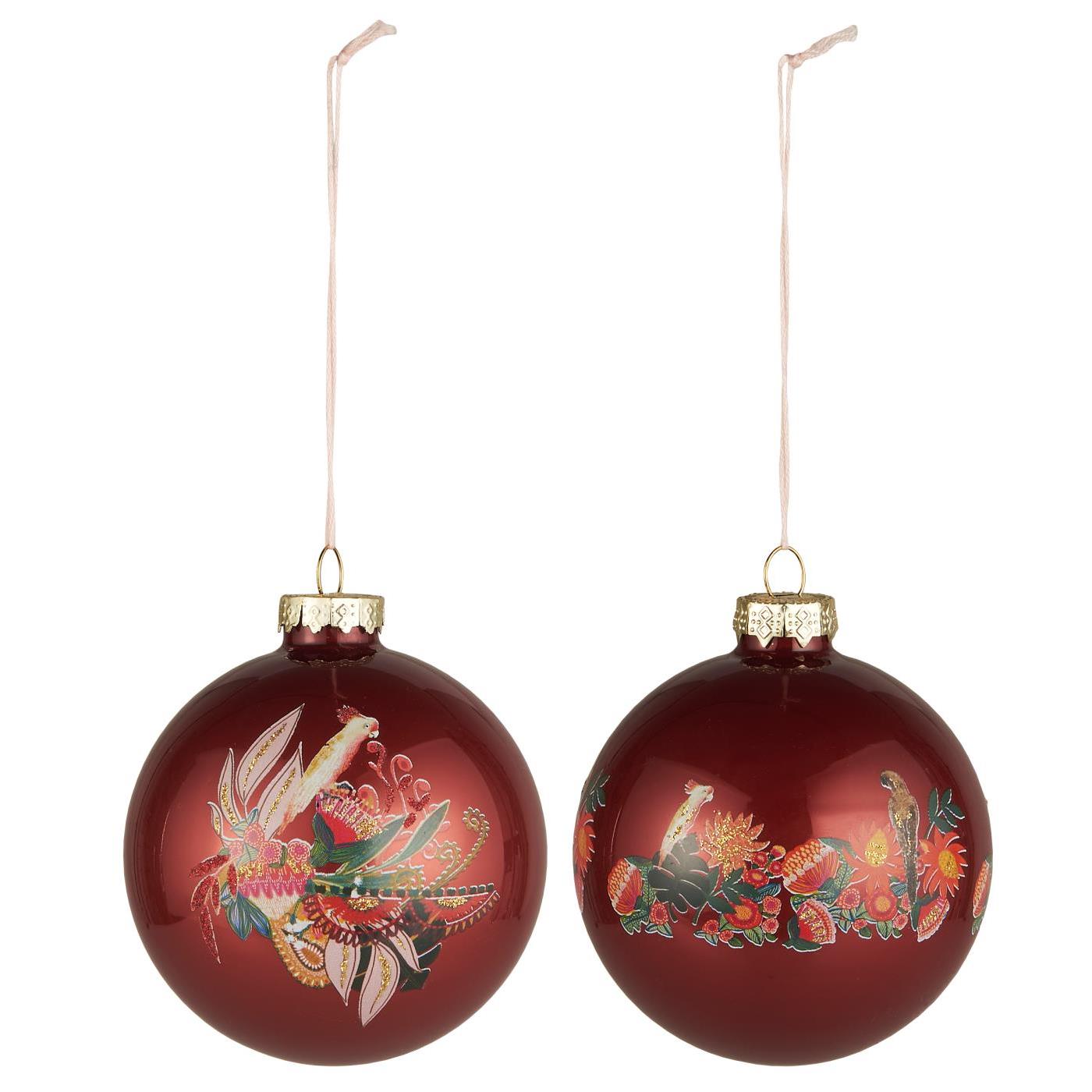 Christmas Bauble with Parrot Motifs. Each Sold Separately
