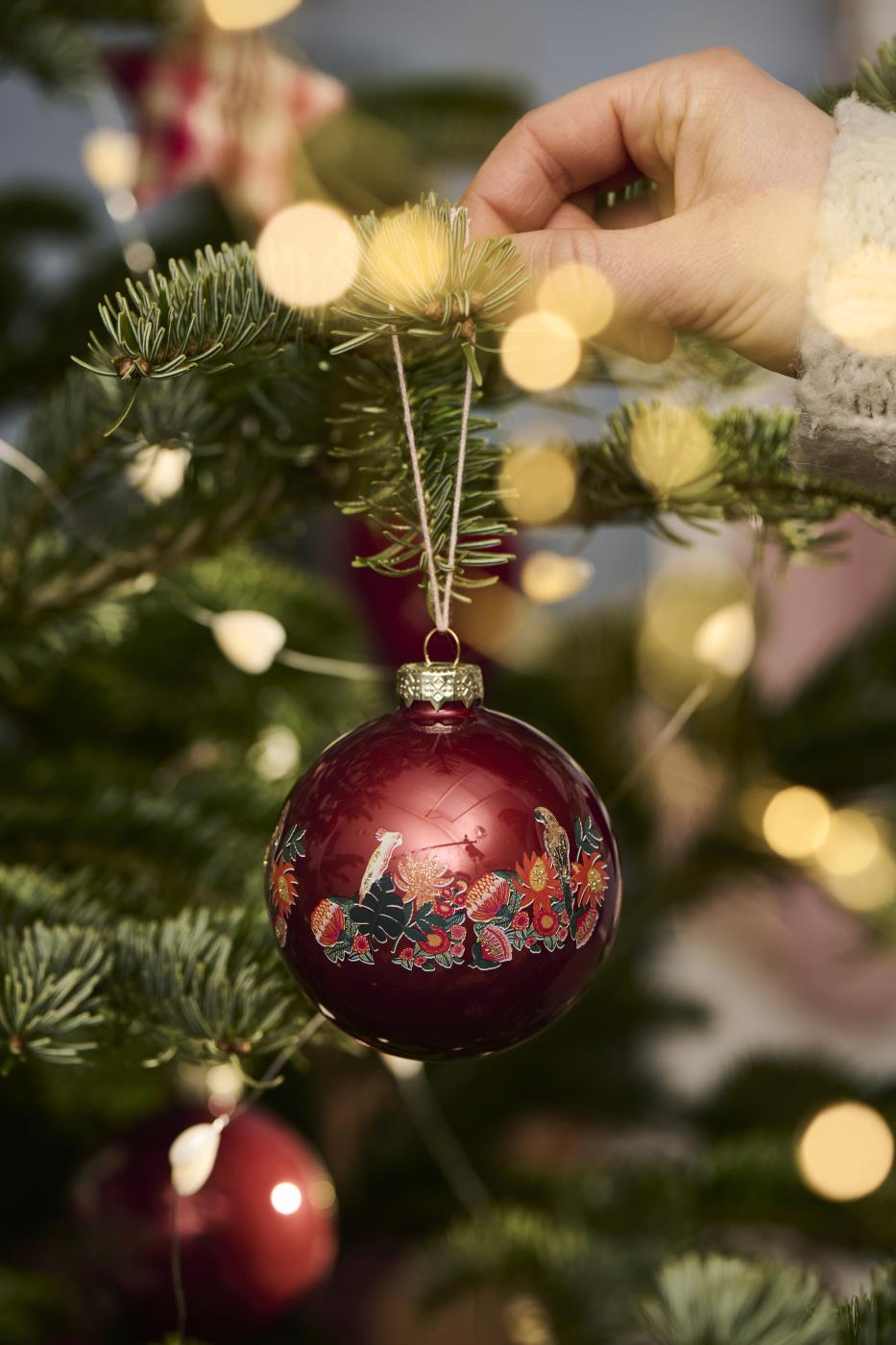 Christmas Bauble with Parrot Motifs. Each Sold Separately