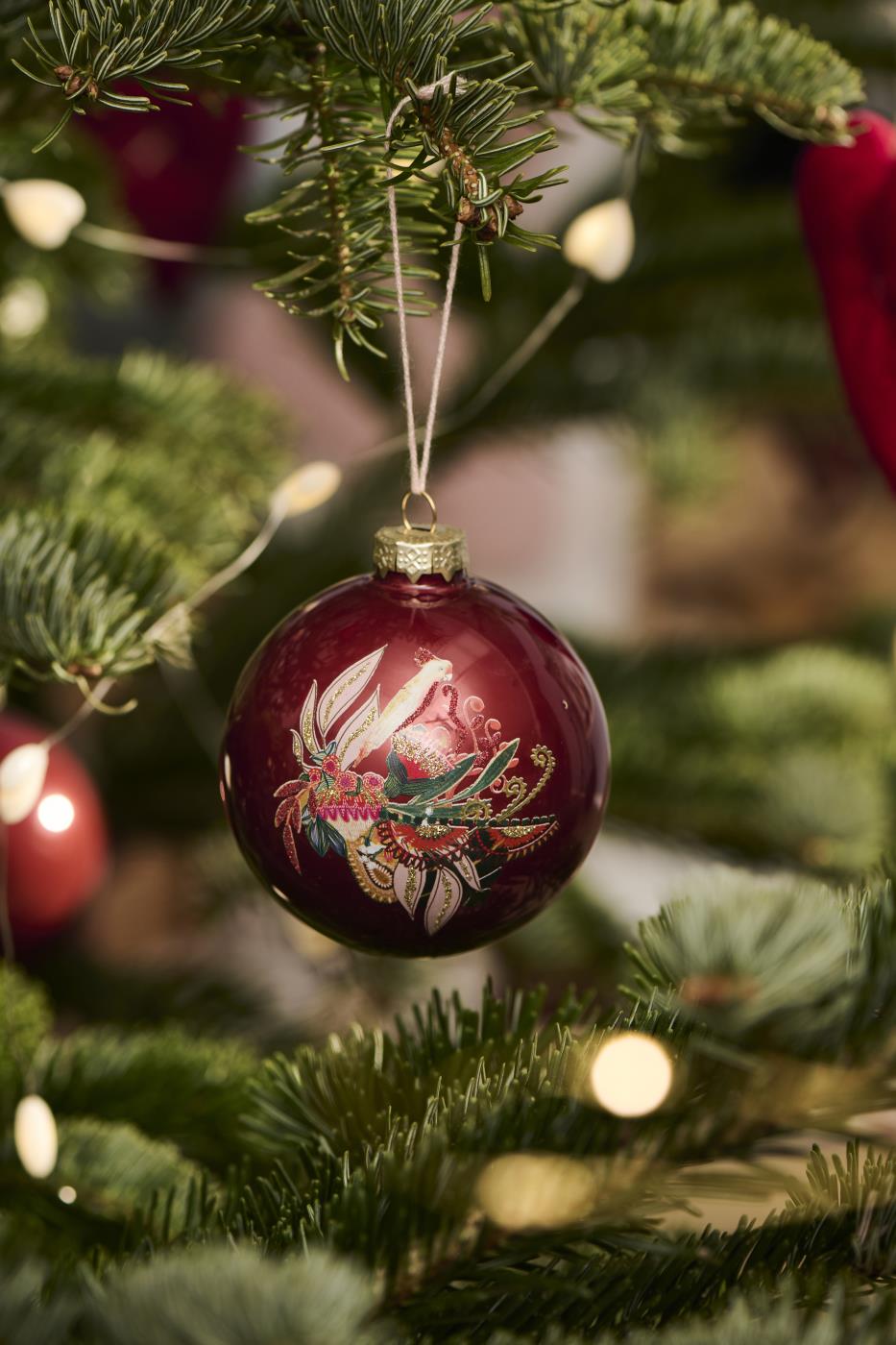 Christmas Bauble with Parrot Motifs. Each Sold Separately
