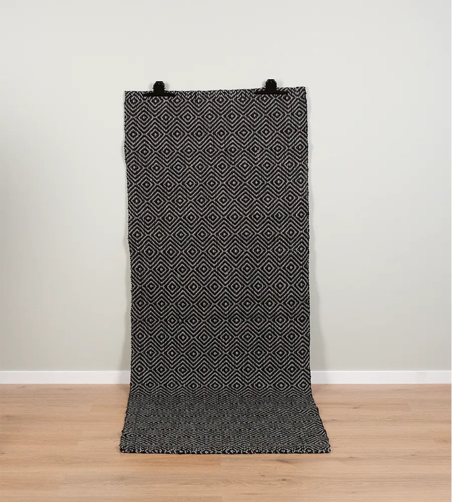 Goose Eye Walkway Runner Mat - Black/Grey, 80 x 300cm