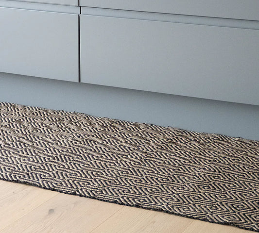 Goose Eye Walkway Runner Mat - Black/Natural, 80 x 200cm