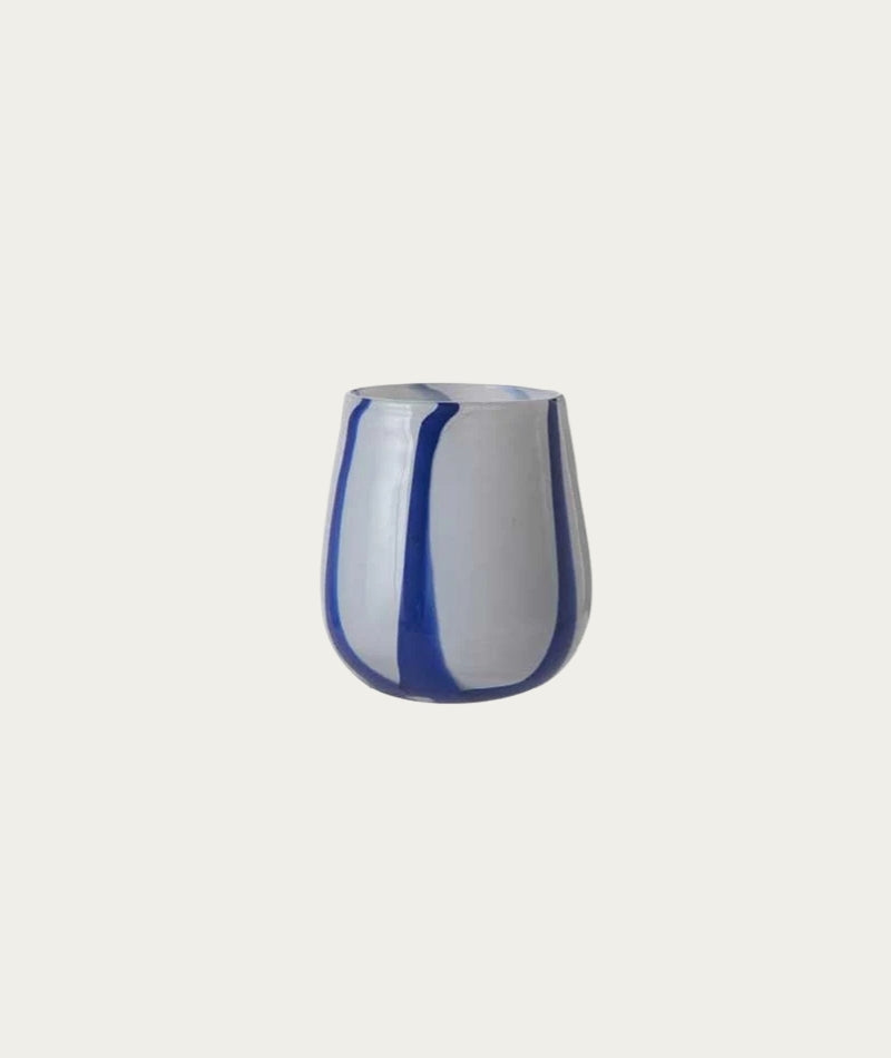 Stripe Candle Holder / Vase - Blue, Medium