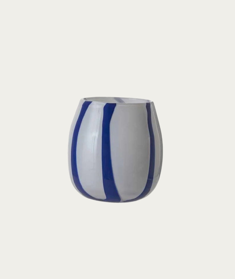 Stripe Candle Holder / Vase- Blue, Large