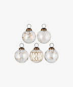 Christmas Bauble - Clear and Gold. Set of 5.