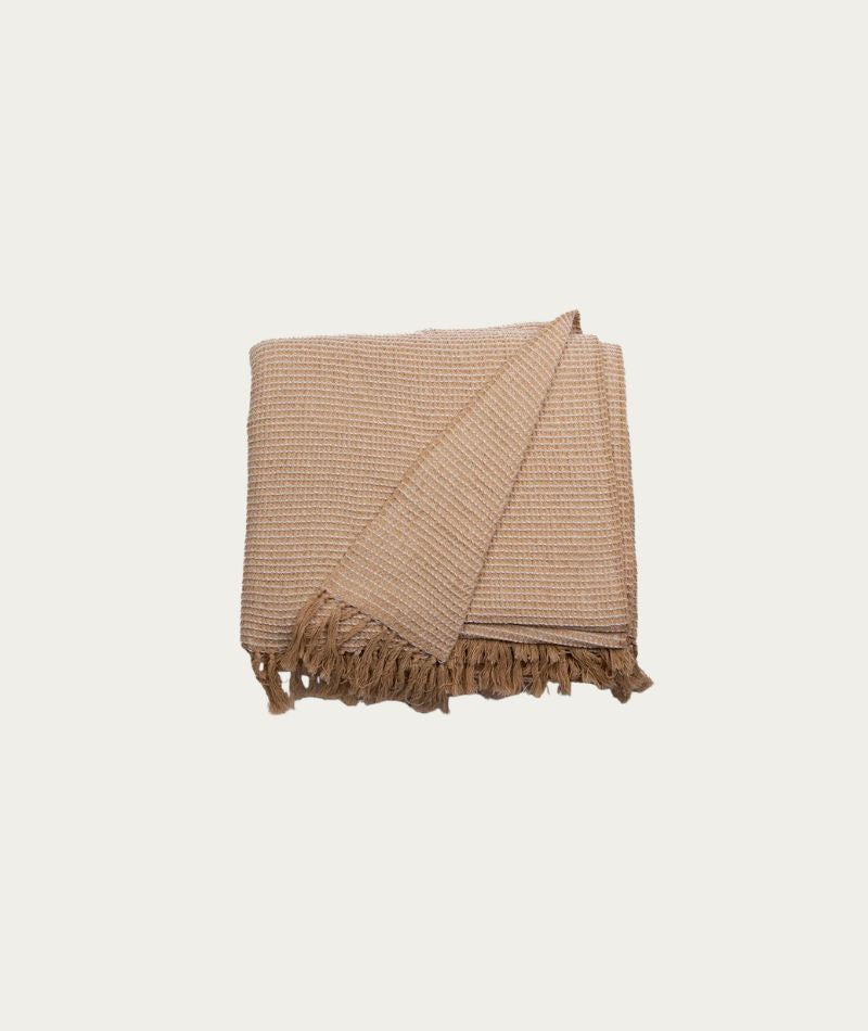Ekel Plaid Waffle Throw - Beige/Sand