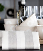 Stripe Hand Towel - Beige and White