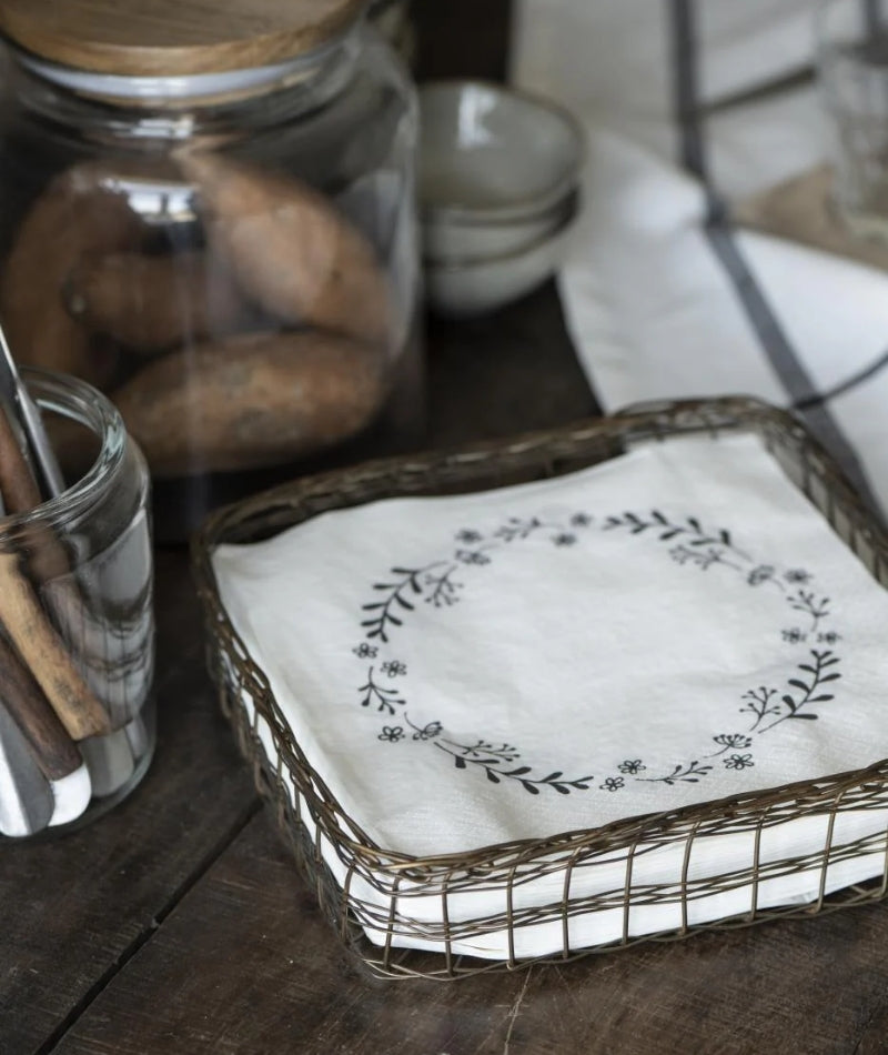 Paper Napkins - Blue Flower Wreath