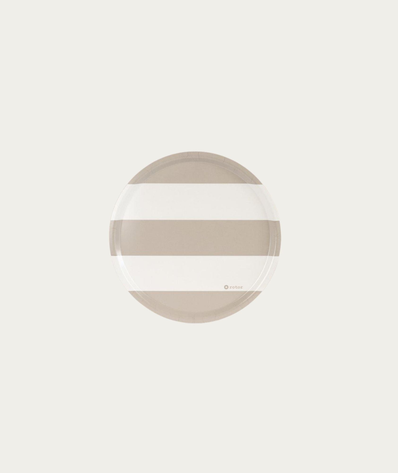 Round Tray - Beige and White Stripes