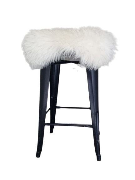 Sheepskin stool cover - White