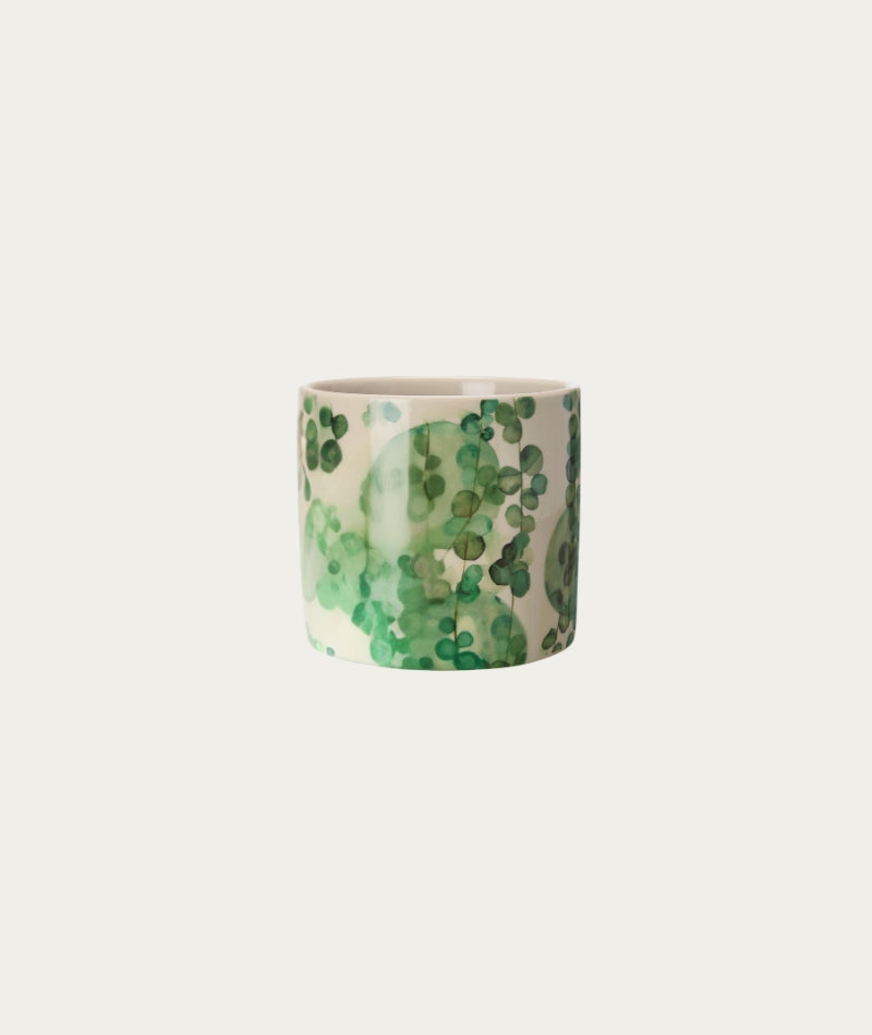 Willow Ceramic Pot – Green & White, Small