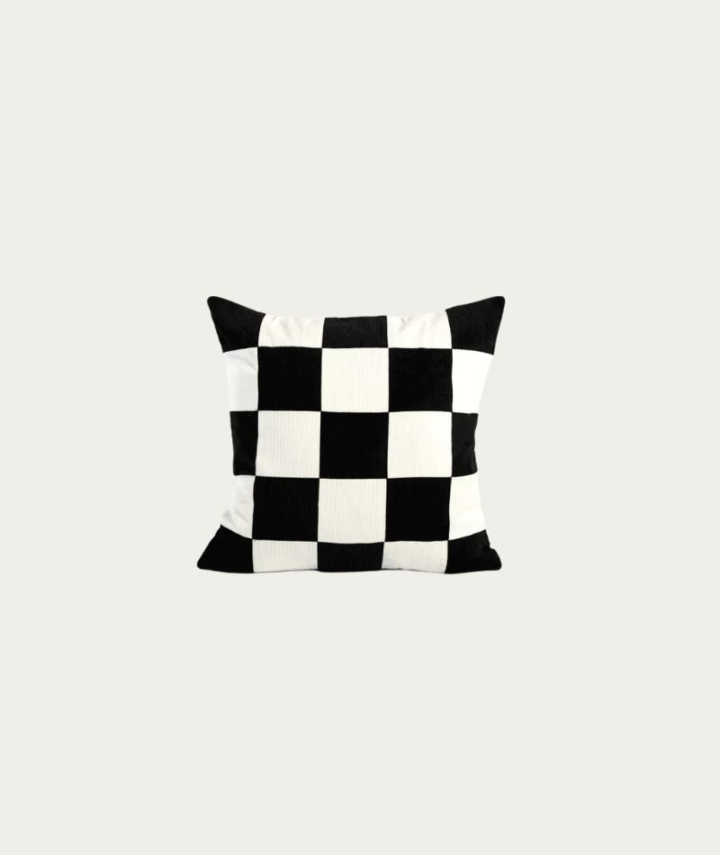 Checkerboard Cushion Cover – Black & Cream