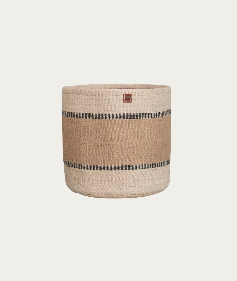 Jute Storage Basket - Wide Stripe