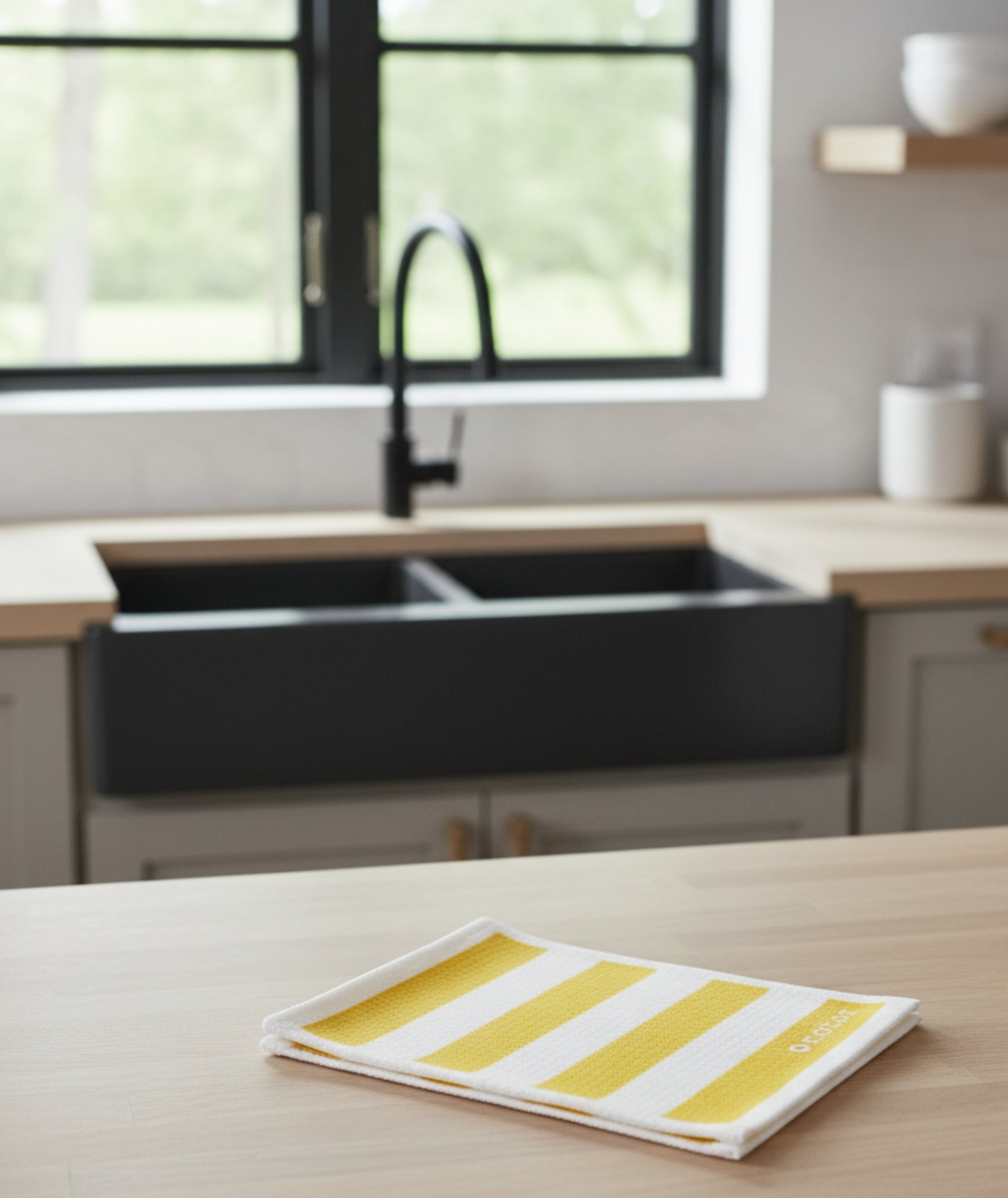 Dish Cloth - Yellow and White Stripes