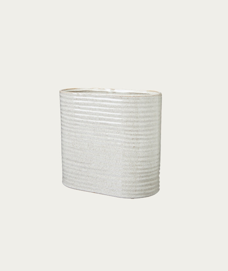 Ceramic Elfrida Oval Pot – Offwhite, Large