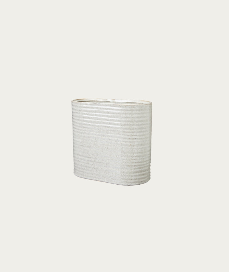 Ceramic Elfrida Oval Pot – Offwhite, Small