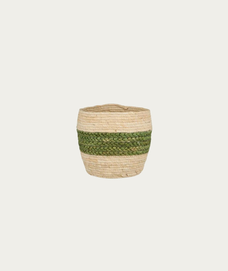 Basket - Cream with Green Stripe, Small