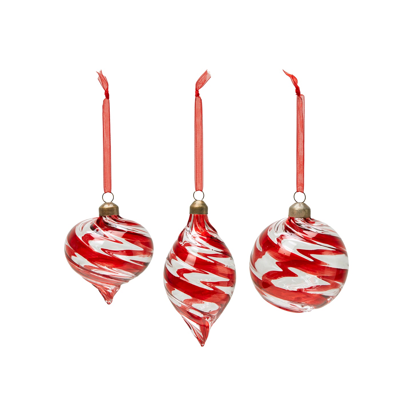 Glass Christmas Bauble - Clear/Red