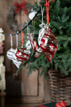 Glass Christmas Bauble - Clear/Red