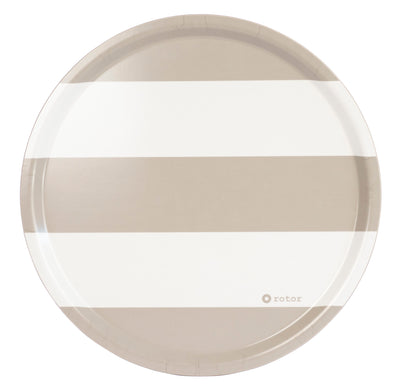 Round Tray - Beige and White Stripes
