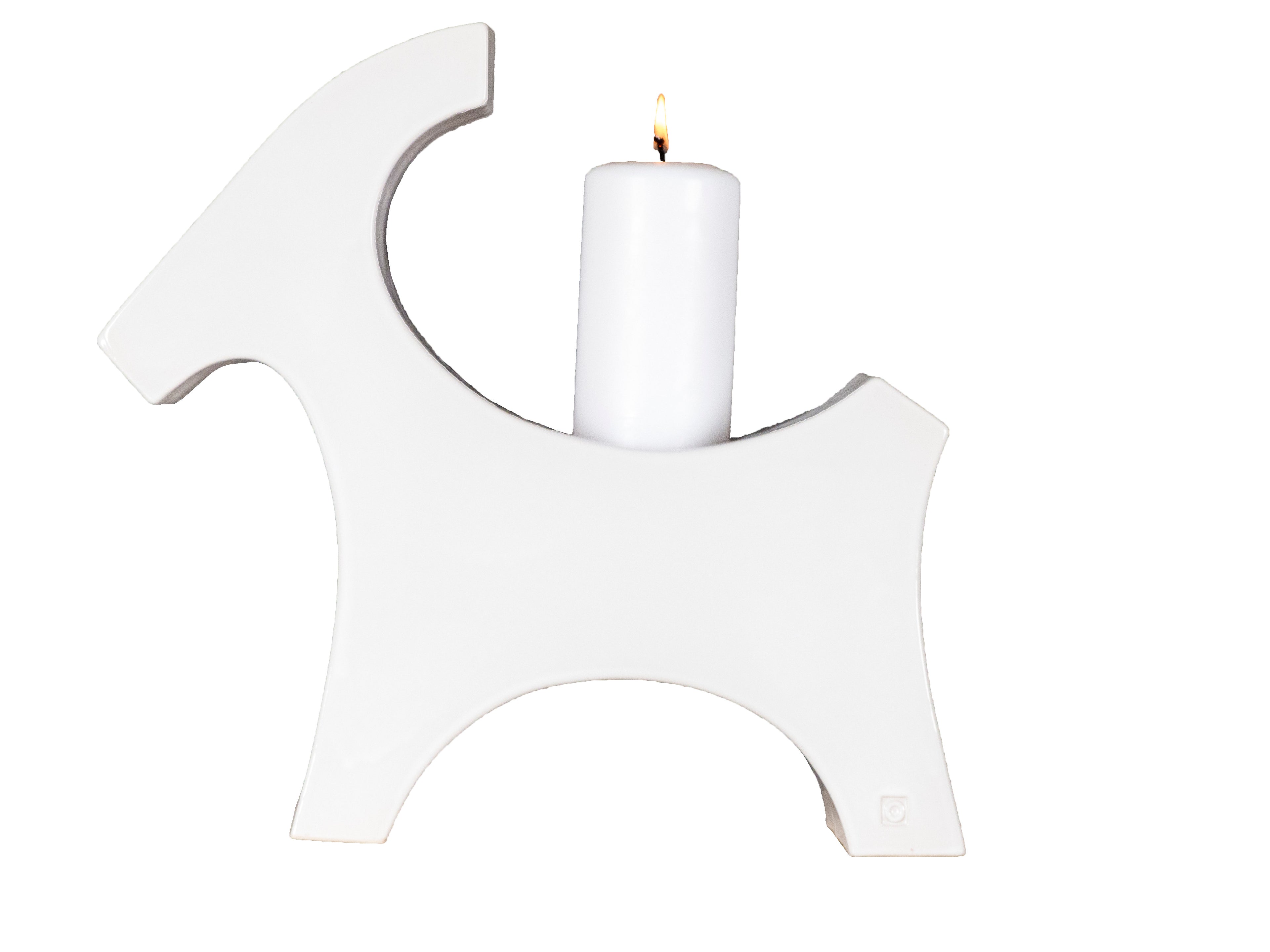 Candle Goat - Ceramic Stand For Candles - White