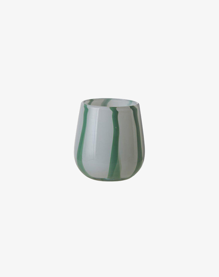 Stripe Candle Holder / Vase - Green, Medium