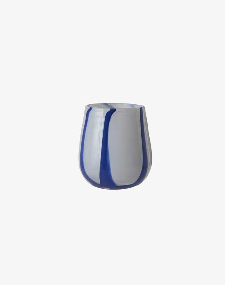 Stripe Candle Holder / Vase - Blue, Medium