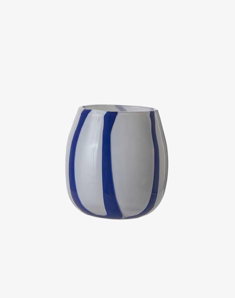 Stripe Candle Holder / Vase- Blue, Large