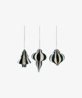 Christmas Decorations Mix - Green/White. Set of 6, Medium.