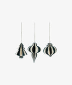 Christmas Decorations Mix - Green/White. Set of 6, Medium.