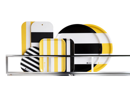 Round Tray - Yellow and White Stripes