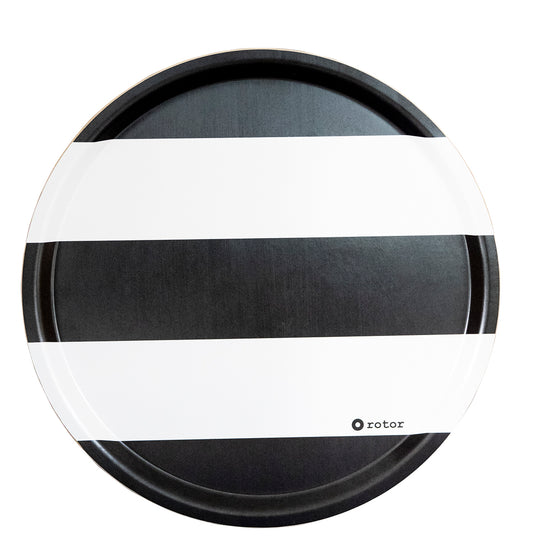 Round Tray - Black and White Stripes