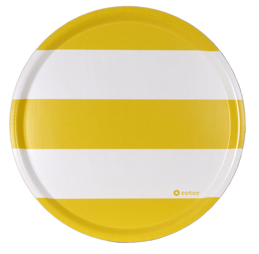 Round Tray - Yellow and White Stripes