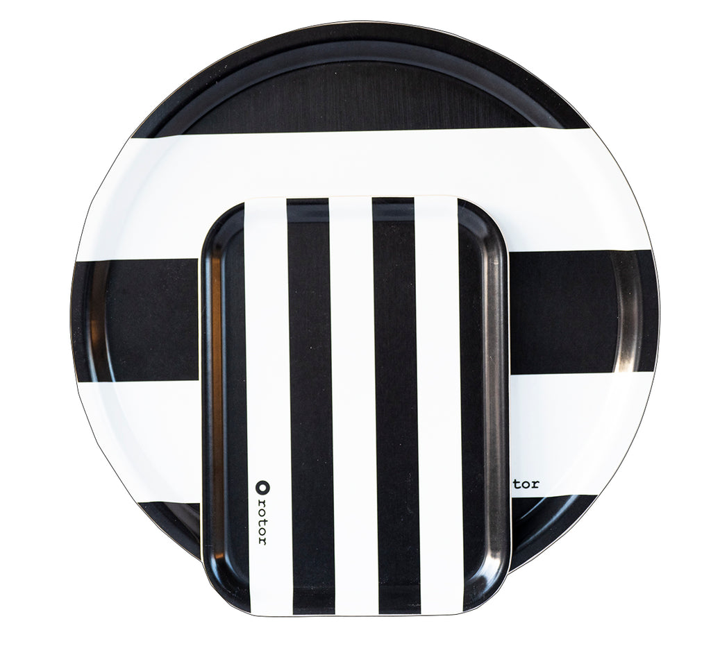 Serving Tray - Black and White Stripes