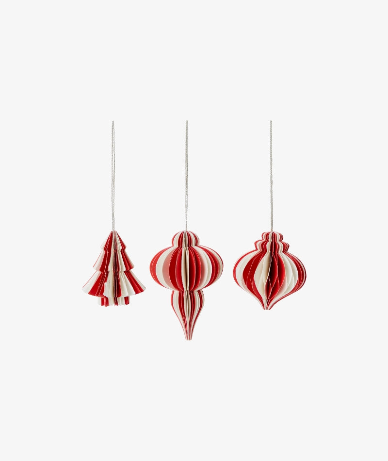 Christmas Decorations Mix - Red/White. Set of 6. Medium.