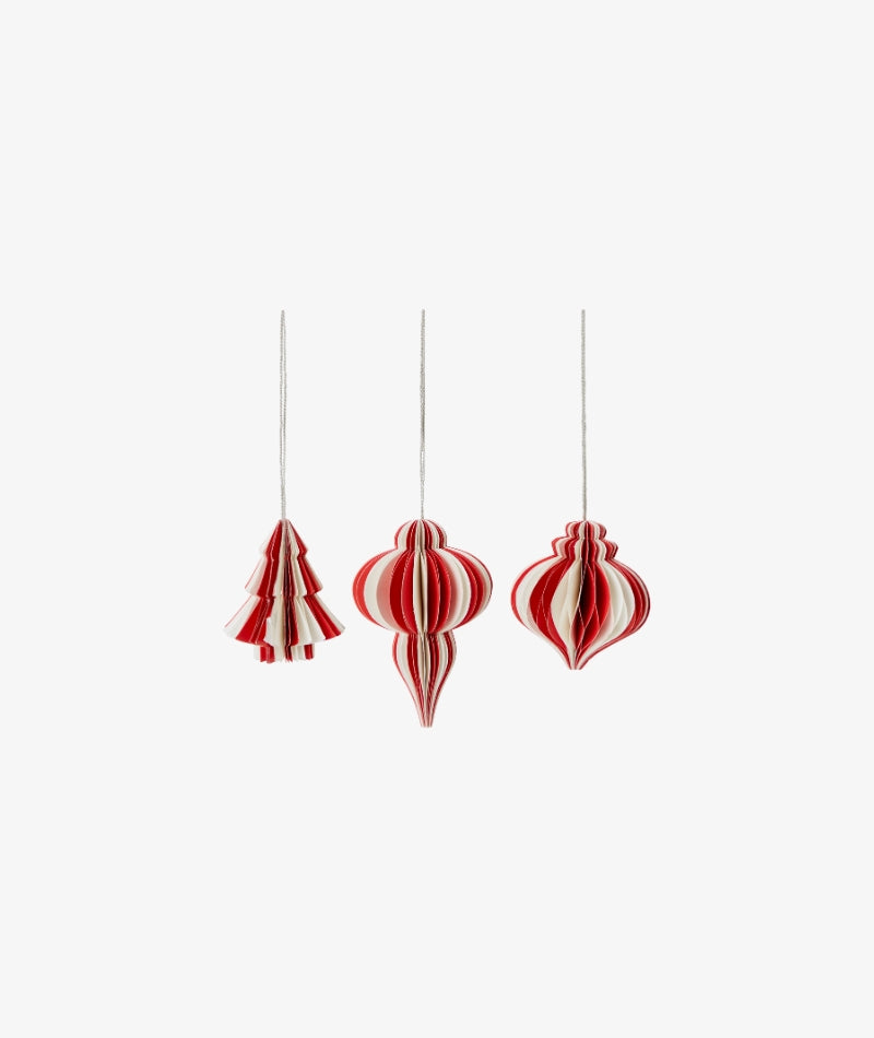 Christmas Decorations Mix - Red/White. Set of 6. Small.