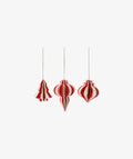 Christmas Decorations Mix - Red/White. Set of 6. Small.