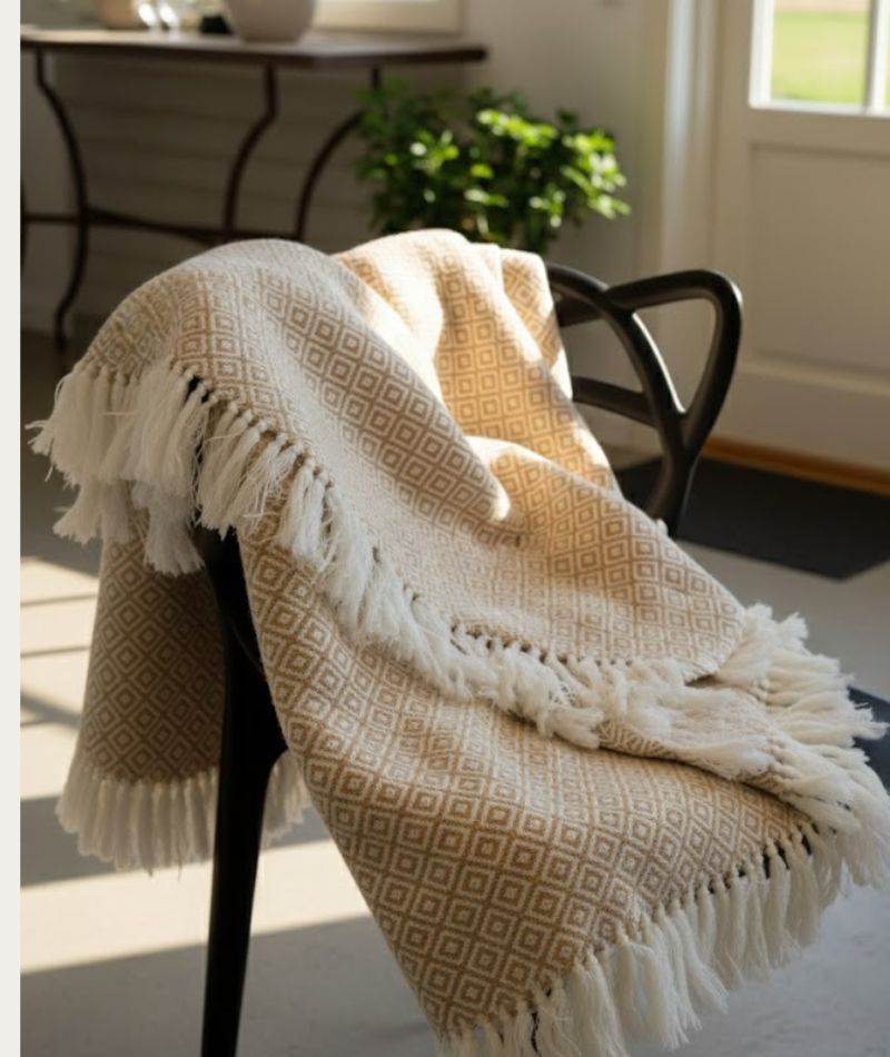 Ekel Cross Throw - Beige/Biscuit