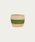Basket - Cream with Green Stripe, Medium