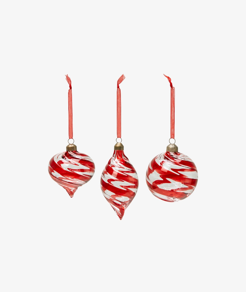 Glass Christmas Bauble - Clear/Red