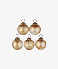 Christmas Bauble - White/Brass look with gold engraving. Set of 5.