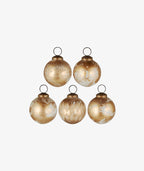 Christmas Bauble - White/Brass look with gold engraving. Set of 5.