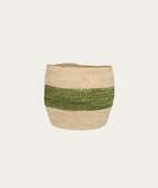 Basket - Cream with Green Stripe, Large.