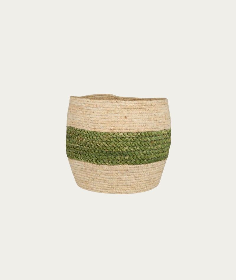 Basket - Cream with Green Stripe, Large.