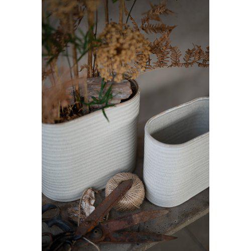 Ceramic Elfrida Oval Pot – Offwhite, Large