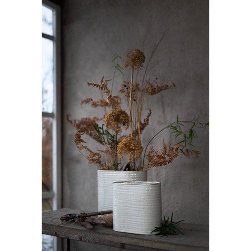 Ceramic Elfrida Oval Pot – Offwhite, Small