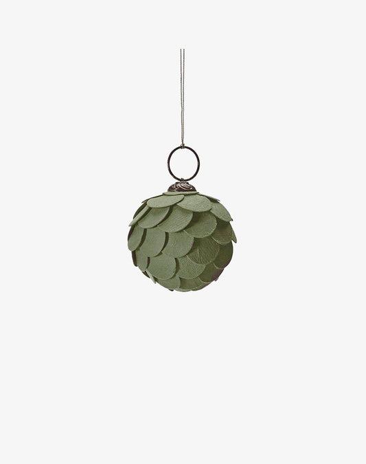 Christmas Ball Decorations - Olive Green, Round. Set of 6.