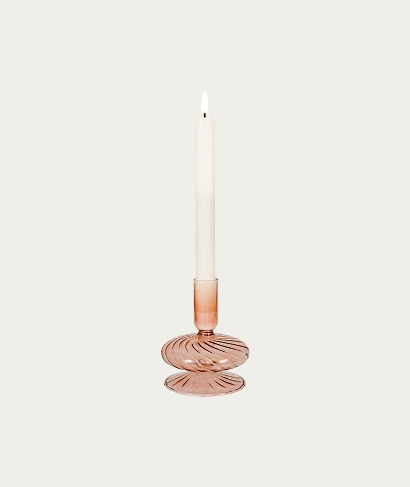 Borosilicate Glass Blown Candle Holder - Brown, Small